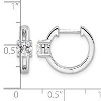 True Origin 14K White Gold 0.62 Carat Lab Grown Diamond VS+ F+ Hinged Hoop Complete Earrings view 4