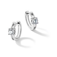 True Origin 14K White Gold 0.62 Carat Lab Grown Diamond VS+ F+ Hinged Hoop Complete Earrings view 5