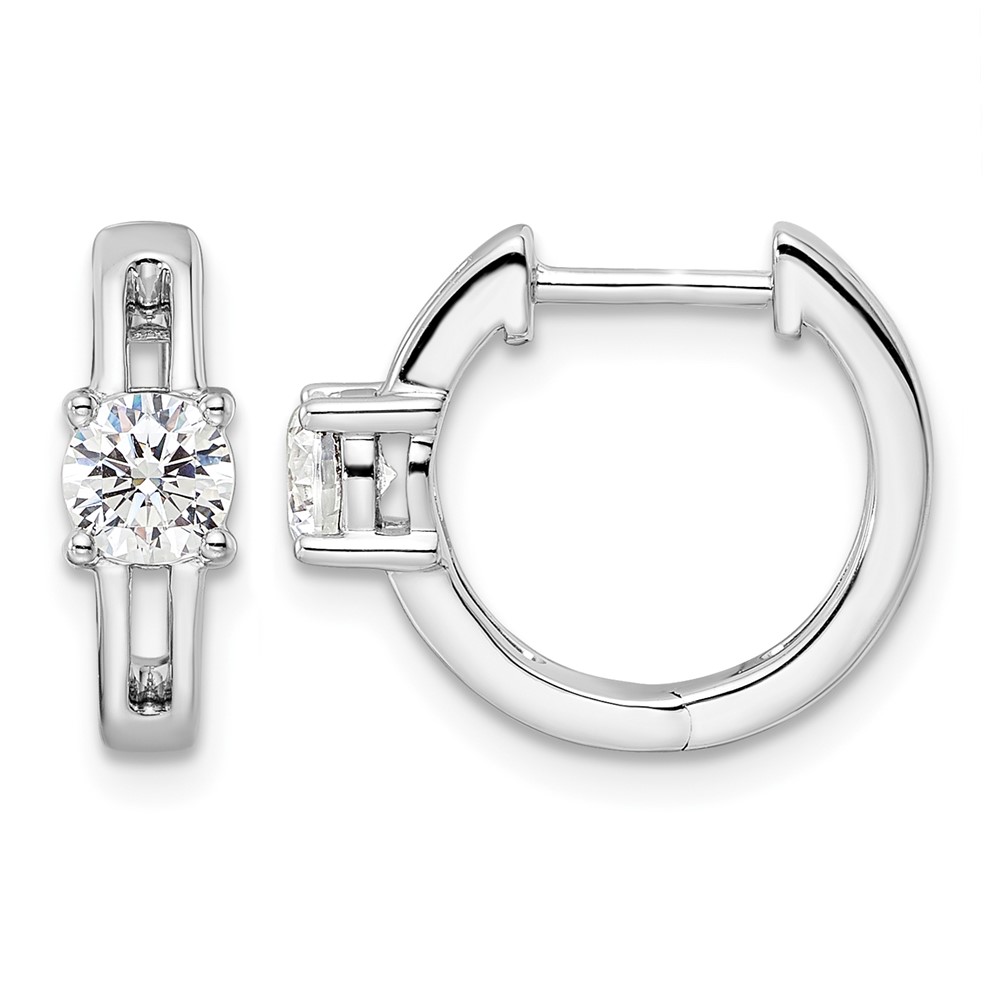 True Origin 14k White Gold 5/8 carat Lab Grown Diamond VS DEF Hinged Hoop Earrings (EM9374-060-WLD)