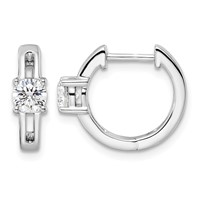 True Origin 14K White Gold 0.62 Carat Lab Grown Diamond VS+ F+ Hinged Hoop Complete Earrings view 1