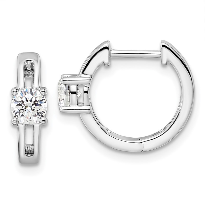 True Origin 14k White Gold 5/8 carat Lab Grown Diamond VS DEF Hinged Hoop Earrings