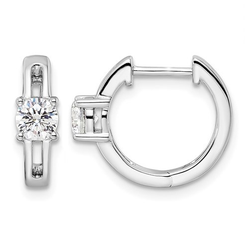 True Origin 14K White Gold 0.62 Carat Lab Grown Diamond VS+ F+ Hinged Hoop Complete Earrings