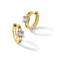 True Origin 14K Yellow Gold 0.62 Carat Lab Grown Diamond VS+ F+ Hinged Hoop Complete Earrings view 5