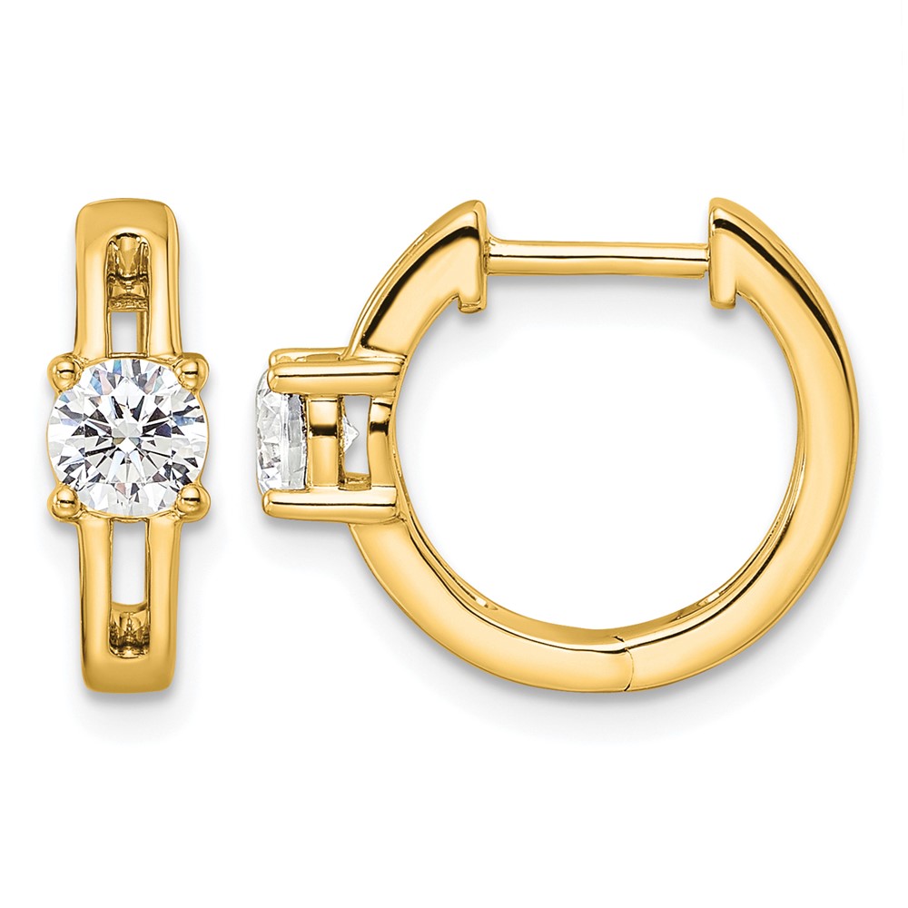 True Origin 14K Yellow Gold 0.62 Carat Lab Grown Diamond VS+ F+ Hinged Hoop Complete Earrings
