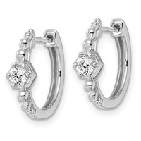 True Origin 14K White Gold 0.62 Carat Lab Grown Diamond VS+ F+ Hinged Hoop Complete Earrings view 2