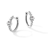 True Origin 14K White Gold 0.62 Carat Lab Grown Diamond VS+ F+ Hinged Hoop Complete Earrings view 5