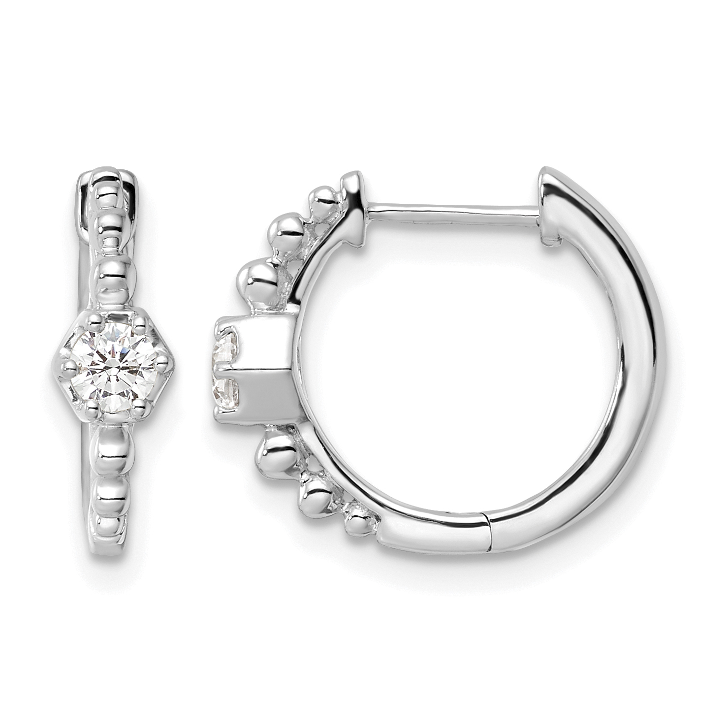 True Origin 14k White Gold 5/8 carat Lab Grown Diamond VS DEF Hinged Hoop Earrings (EM9375-028-WLD)