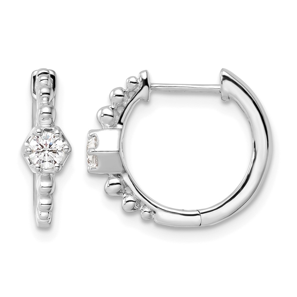 True Origin 14k White Gold 5/8 carat Lab Grown Diamond VS DEF Hinged Hoop Earrings (EM9375-028-WLD)