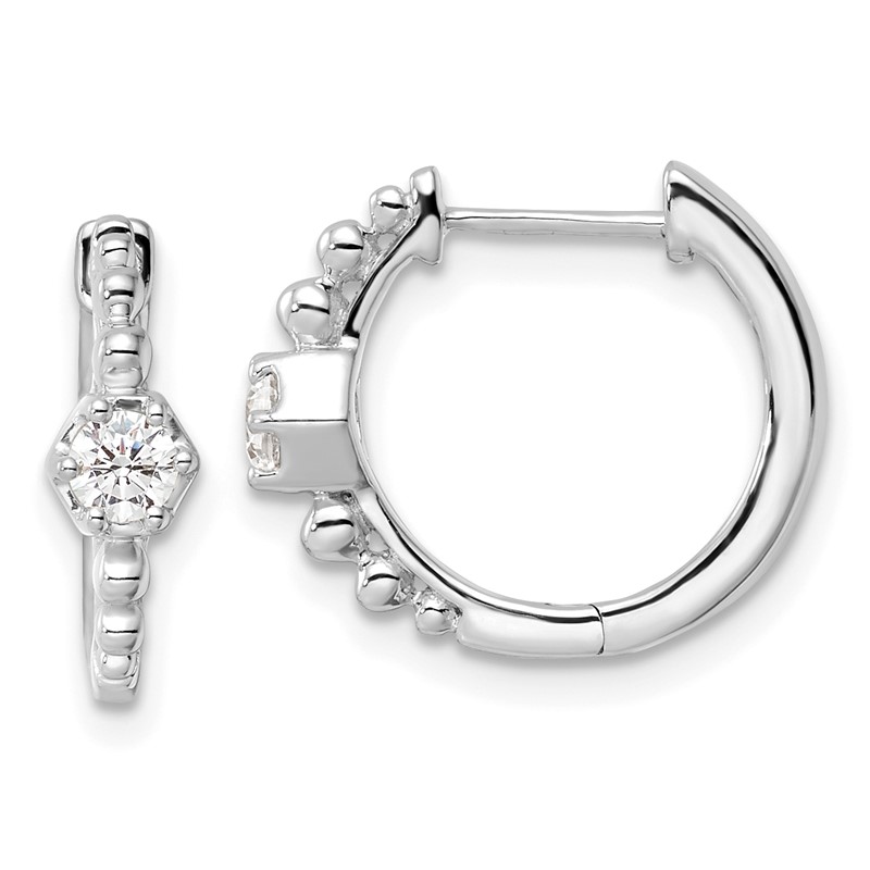 True Origin 14k White Gold 5/8 carat Lab Grown Diamond VS DEF Hinged Hoop Earrings