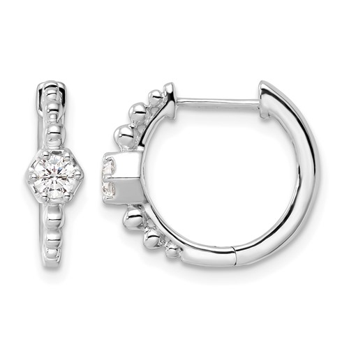 True Origin 14K White Gold 0.62 Carat Lab Grown Diamond VS+ F+ Hinged Hoop Complete Earrings