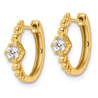 True Origin 14K Yellow Gold 0.62 Carat Lab Grown Diamond VS+ F+ Hinged Hoop Complete Earrings view 2
