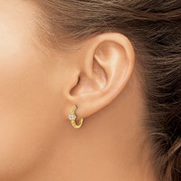 True Origin 14K Yellow Gold 0.62 Carat Lab Grown Diamond VS+ F+ Hinged Hoop Complete Earrings view 3