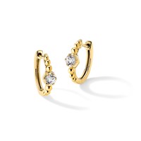 True Origin 14K Yellow Gold 0.62 Carat Lab Grown Diamond VS+ F+ Hinged Hoop Complete Earrings view 5
