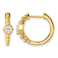 True Origin 14K Yellow Gold 0.62 Carat Lab Grown Diamond VS+ F+ Hinged Hoop Complete Earrings view 1