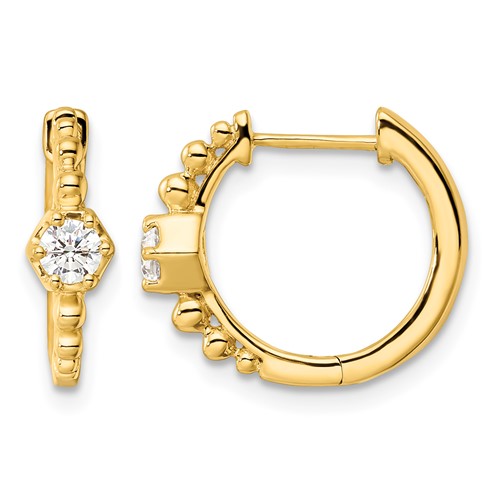 True Origin 14K Yellow Gold 0.62 Carat Lab Grown Diamond VS+ F+ Hinged Hoop Complete Earrings