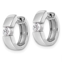 True Origin 14K White Gold 0.25 Carat Lab Grown Diamond VS+ F+ Hinged Hoop Complete Earrings view 2