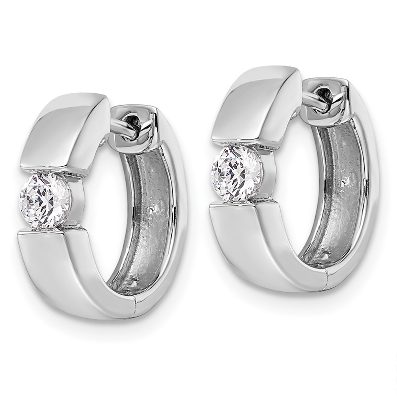 True Origin 14k White Gold 1/4 carat Lab Grown Diamond VS DEF Hinged Hoop Earrings