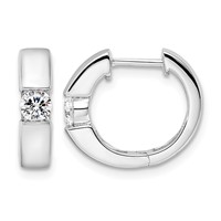 True Origin 14K White Gold 0.25 Carat Lab Grown Diamond VS+ F+ Hinged Hoop Complete Earrings view 1