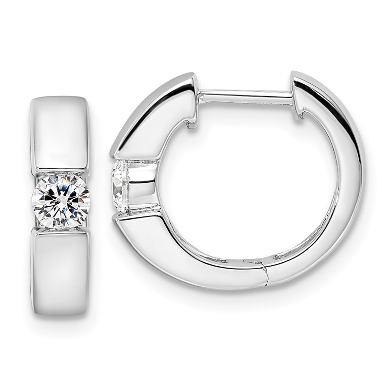 True Origin 14k White Gold 1/4 carat Lab Grown Diamond VS DEF Hinged Hoop Earrings