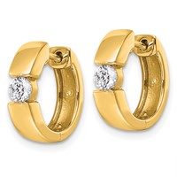 True Origin 14K Yellow Gold 0.25 Carat Lab Grown Diamond VS+ F+ Hinged Hoop Complete Earrings view 2