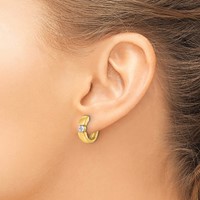 True Origin 14K Yellow Gold 0.25 Carat Lab Grown Diamond VS+ F+ Hinged Hoop Complete Earrings view 3