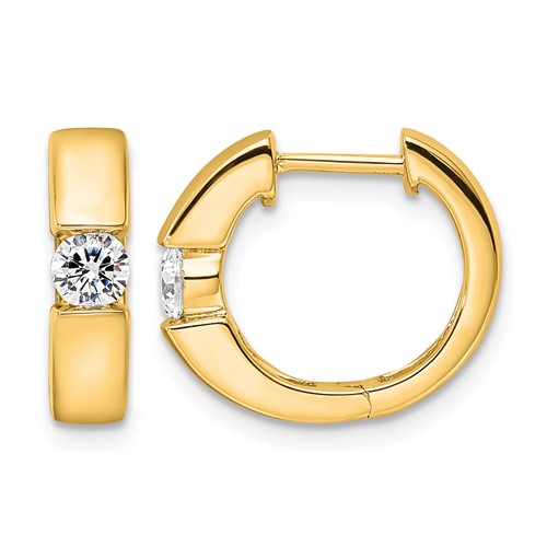 True Origin 14K Yellow Gold 0.25 Carat Lab Grown Diamond VS+ F+ Hinged Hoop Complete Earrings