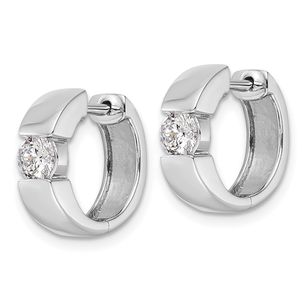 True Origin 14k White Gold 1/3 carat Lab Grown Diamond VS DEF Hinged Hoop Earrings (EM9376-060-WLD)