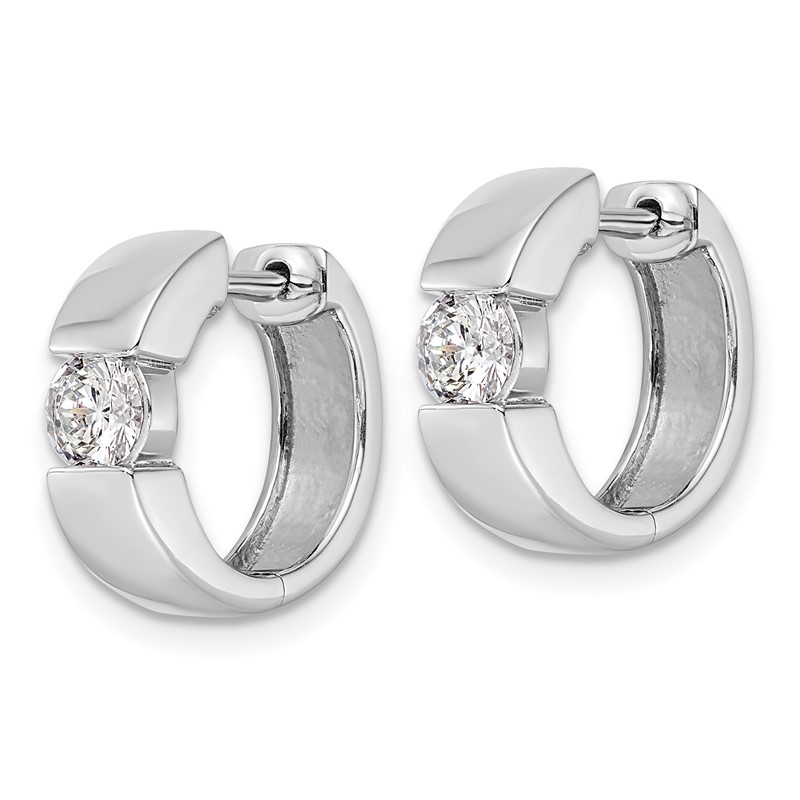 True Origin 14k White Gold 1/3 carat Lab Grown Diamond VS DEF Hinged Hoop Earrings