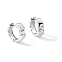 True Origin 14K White Gold 0.25 Carat Lab Grown Diamond VS+ F+ Hinged Hoop Complete Earrings view 5