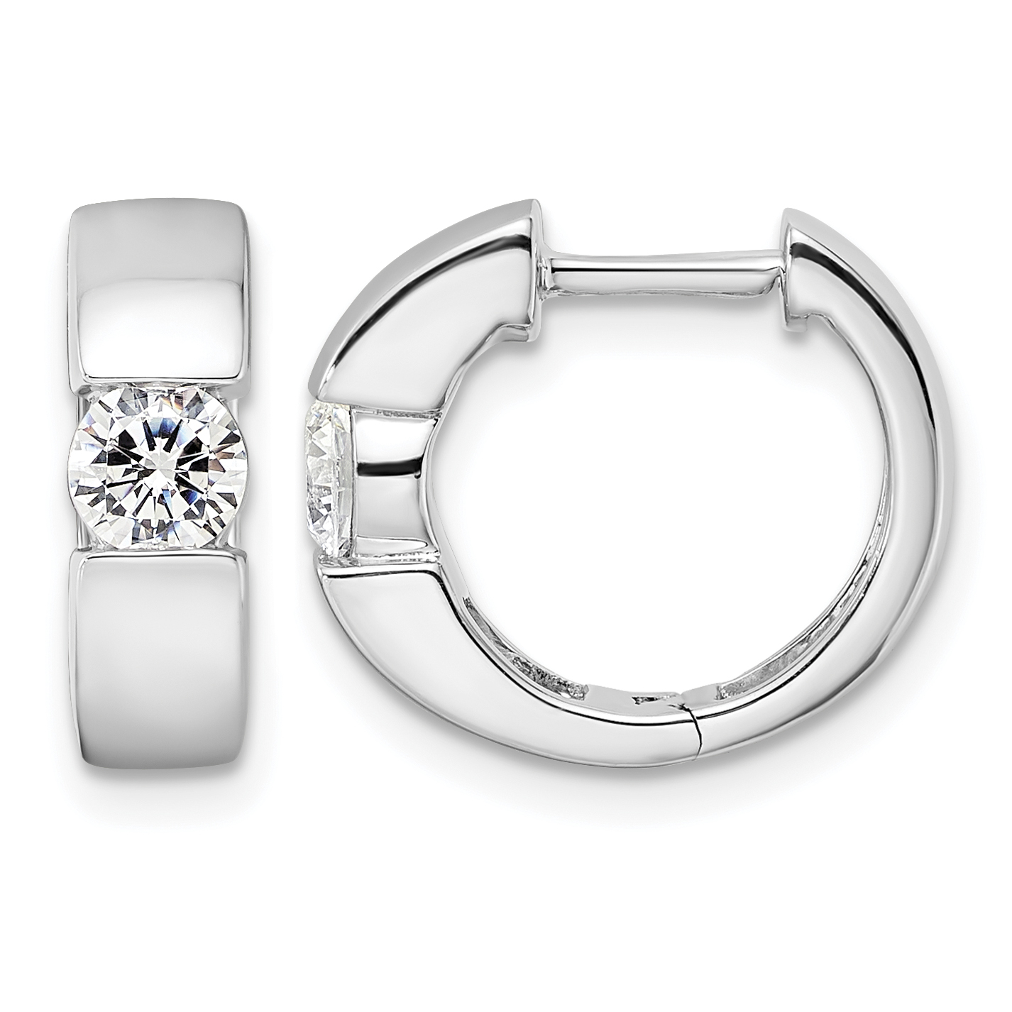 True Origin 14k White Gold 1/3 carat Lab Grown Diamond VS DEF Hinged Hoop Earrings (EM9376-060-WLD)