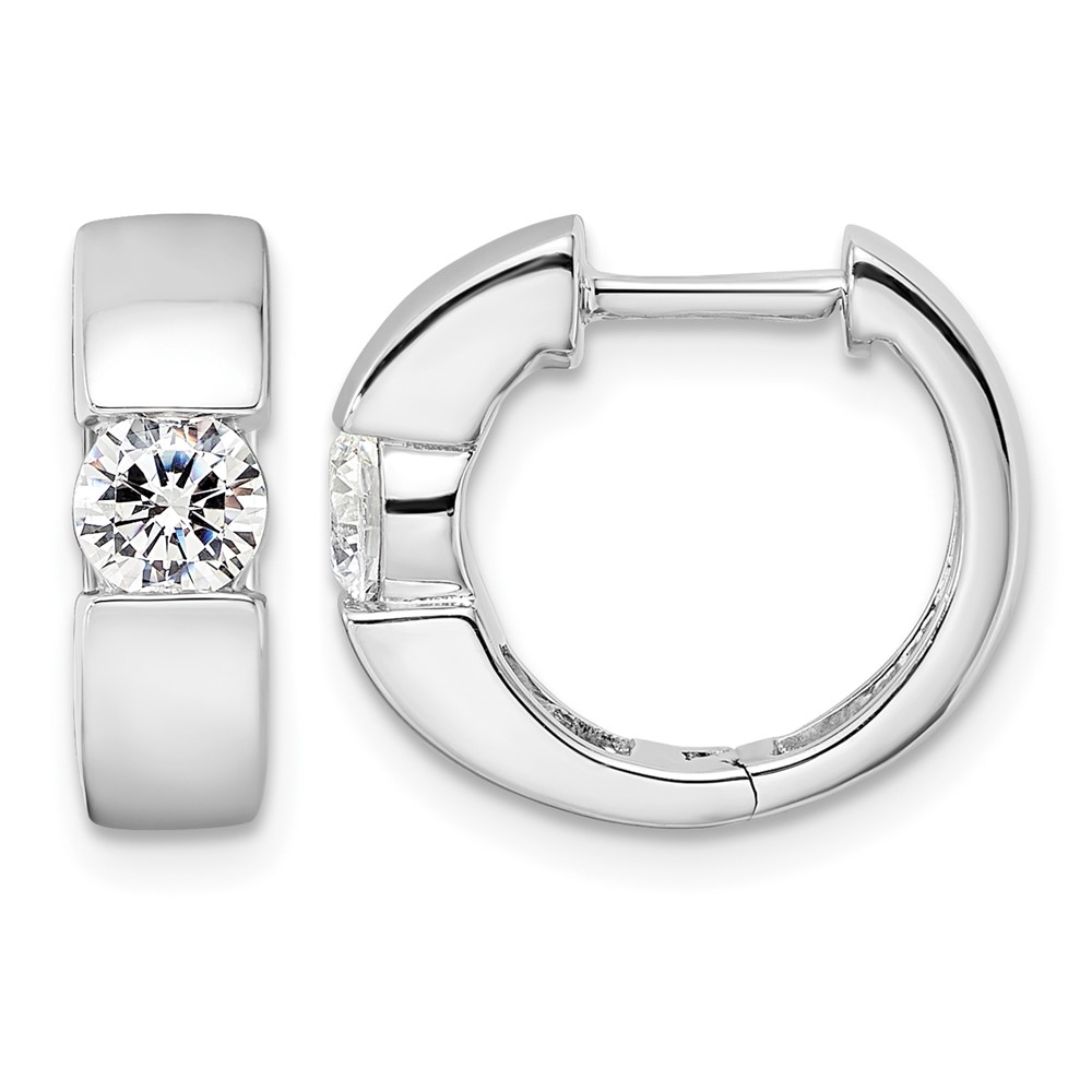 True Origin 14k White Gold 1/3 carat Lab Grown Diamond VS DEF Hinged Hoop Earrings (EM9376-060-WLD)