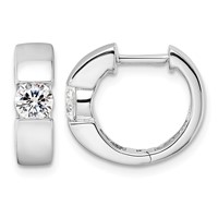 True Origin 14K White Gold 0.33 Carat Lab Grown Diamond VS+ F+ Hinged Hoop Complete Earrings view 1