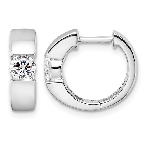 True Origin 14K White Gold 0.33 Carat Lab Grown Diamond VS+ F+ Hinged Hoop Complete Earrings