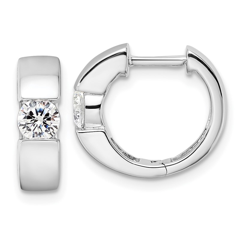 True Origin 14k White Gold 1/3 carat Lab Grown Diamond VS DEF Hinged Hoop Earrings