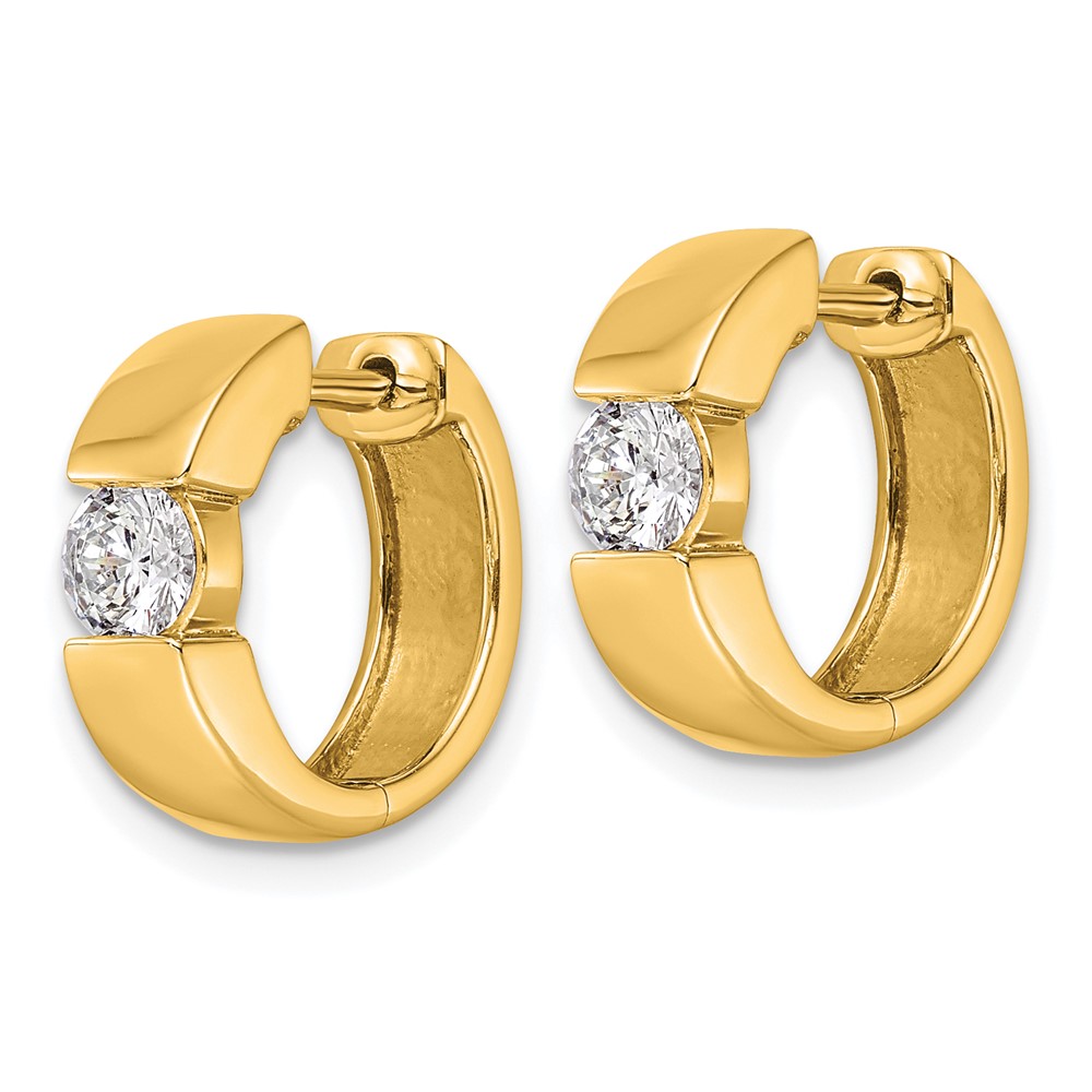 True Origin 14k 1/3 carat Lab Grown Diamond VS DEF Hinged Hoop Earrings (EM9376-060-YLD)