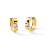 True Origin 14K Yellow Gold 0.25 Carat Lab Grown Diamond VS+ F+ Hinged Hoop Complete Earrings view 5