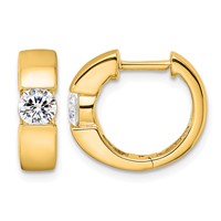 True Origin 14K Yellow Gold 0.33 Carat Lab Grown Diamond VS+ F+ Hinged Hoop Complete Earrings view 1