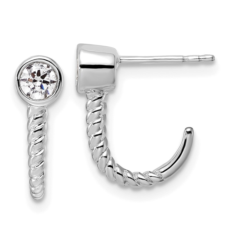 True Origin 14k White Gold 1/3 carat Lab Grown Diamond VS DEF J Hoop Earrings