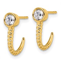 True Origin 14K Yellow Gold 0.33 Carat Lab Grown Diamond VS+ F+ Complete J-Hoop Earrings view 2