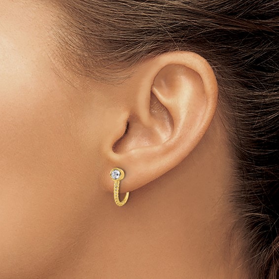 True Origin Lab Grown Diamond J-Hoop Earrings
