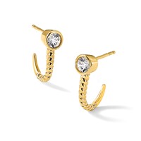 True Origin 14K Yellow Gold 0.33 Carat Lab Grown Diamond VS+ F+ Complete J-Hoop Earrings view 5