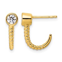 True Origin 14K Yellow Gold 0.33 Carat Lab Grown Diamond VS+ F+ Complete J-Hoop Earrings view 1