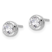 True Origin 14K White Gold 0.50 Carat Lab Grown Diamond VS+ F+ Complete Solitaire Post Earrings view 2
