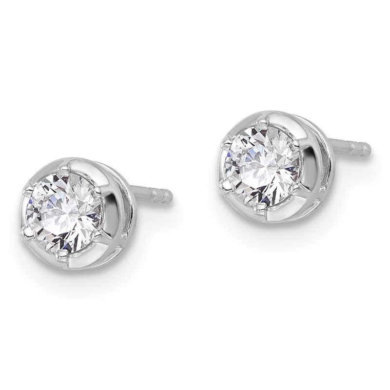True Origin 14k White Gold 1/2 carat Lab Grown Diamond VS DEF Solitaire Post Earrings