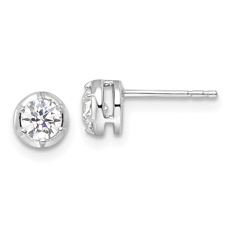 True Origin 14k White Gold 1/2 carat Lab Grown Diamond VS DEF Solitaire Post Earrings