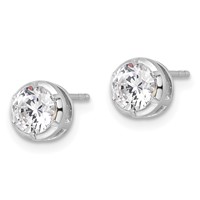 True Origin 14K White Gold 1 Carat Lab Grown Diamond VS+ F+ Complete Solitaire Post Earrings view 2
