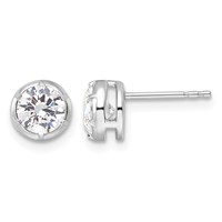 True Origin 14K White Gold 1 Carat Lab Grown Diamond VS+ F+ Complete Solitaire Post Earrings view 1