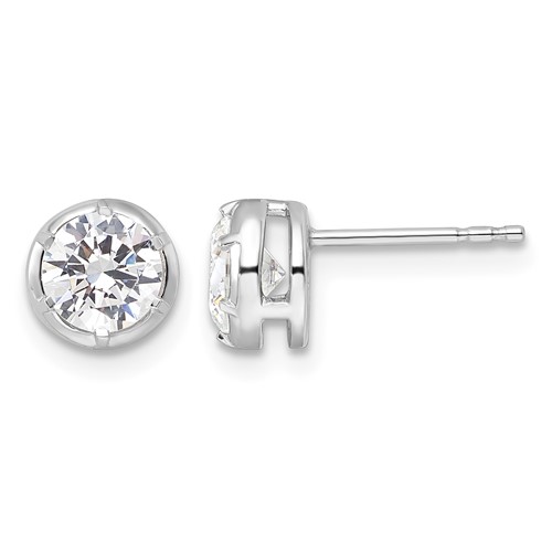 True Origin 14K White Gold 1 Carat Lab Grown Diamond VS+ F+ Complete Solitaire Post Earrings