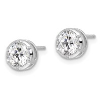 True Origin 14K White Gold 1.50 Carat Lab Grown Diamond VS+ F+ Complete Solitaire Post Earrings view 2