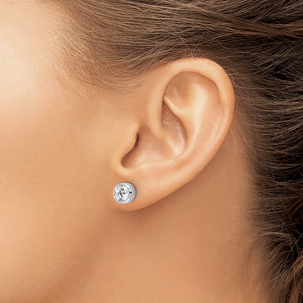True Origin 14k White Gold 1 1/2 carat Lab Grown Diamond VS DEF Solitaire Post Earrings (EM9382-150-WLD)
